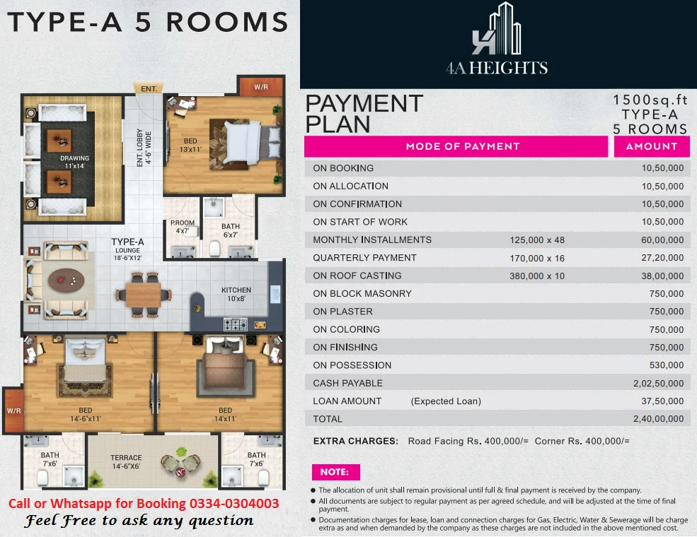 4A Heights installment and floor plan