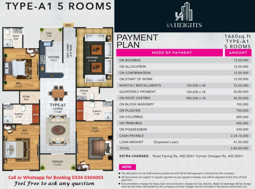 4A Heights installment and floor plan