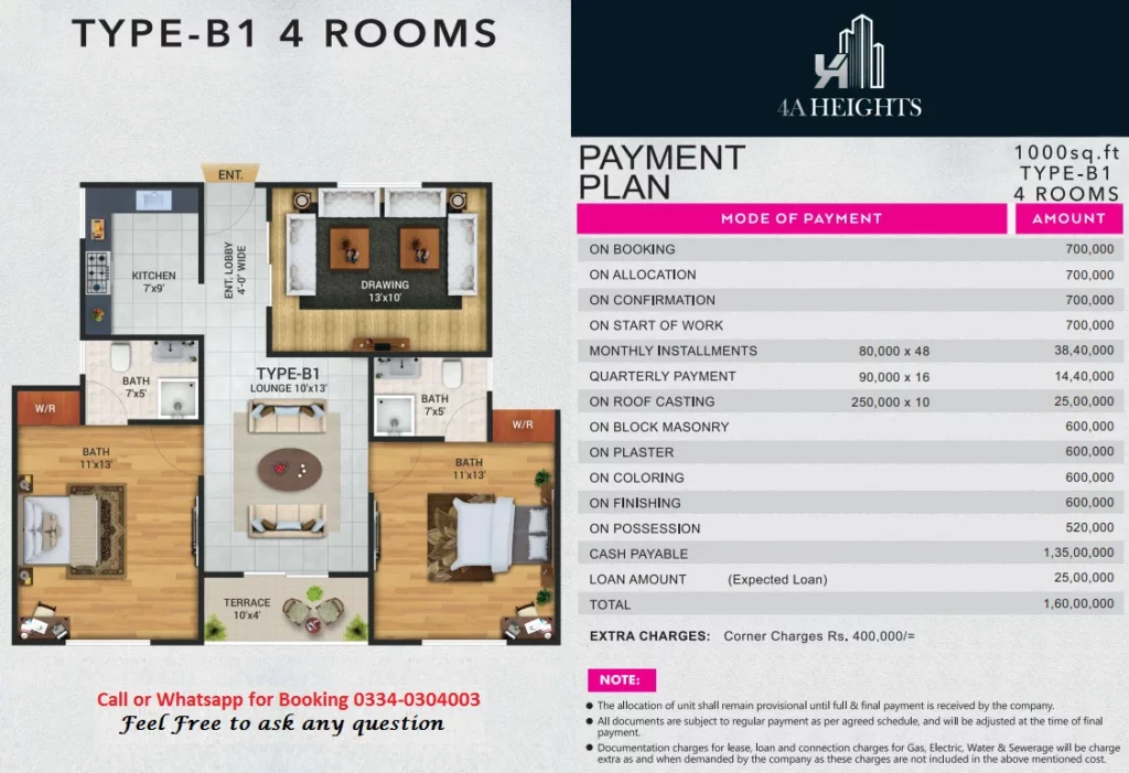 4A Heights installment and floor plan