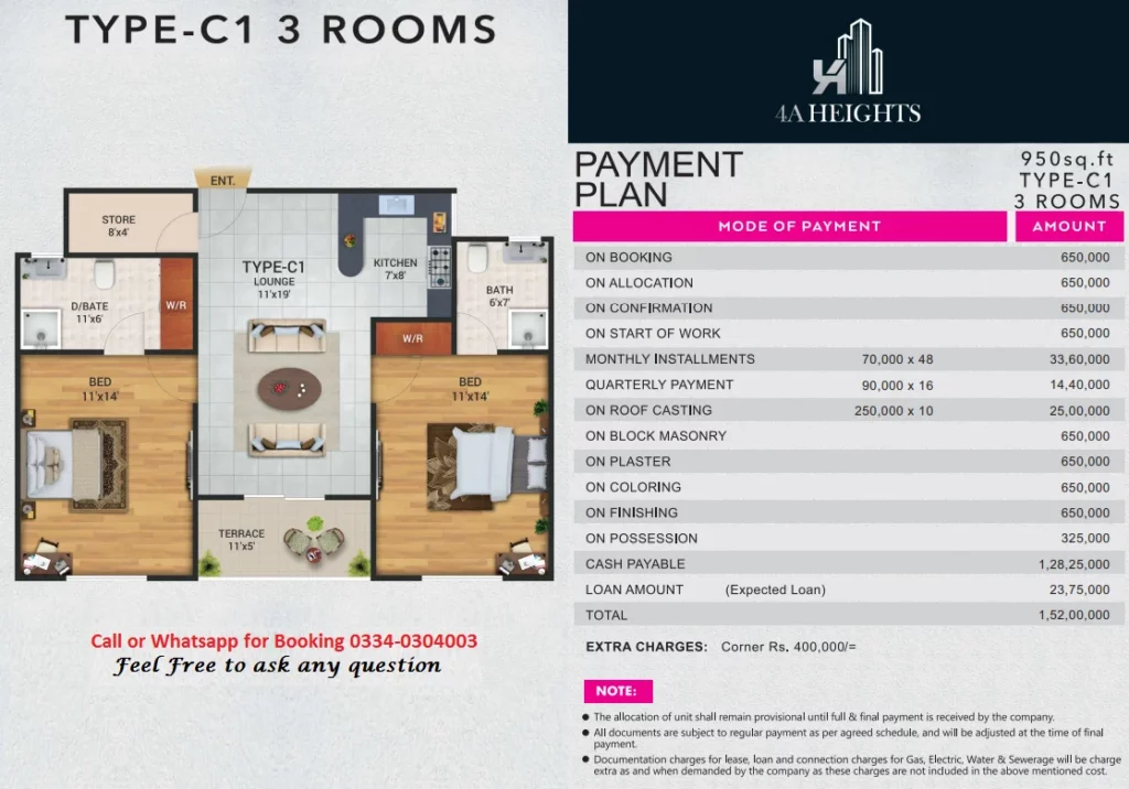 4A Heights installment and floor plan